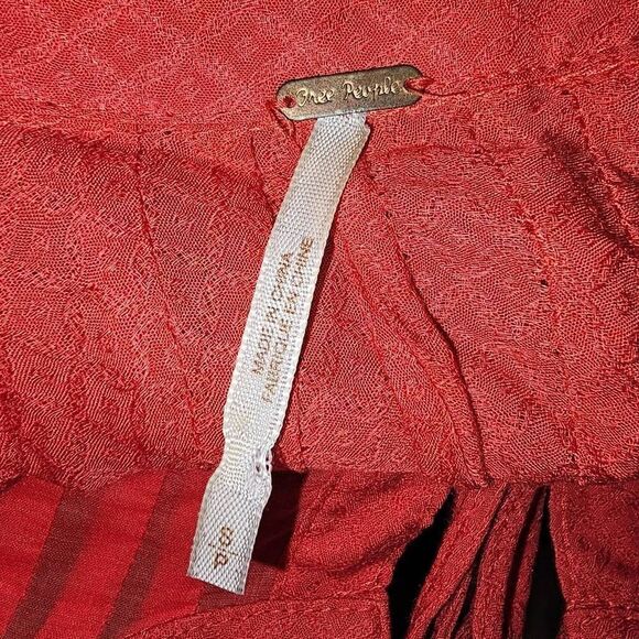 Free People Womens Coral High Low Super Sheer Blouse Small - Picture 4 of 5